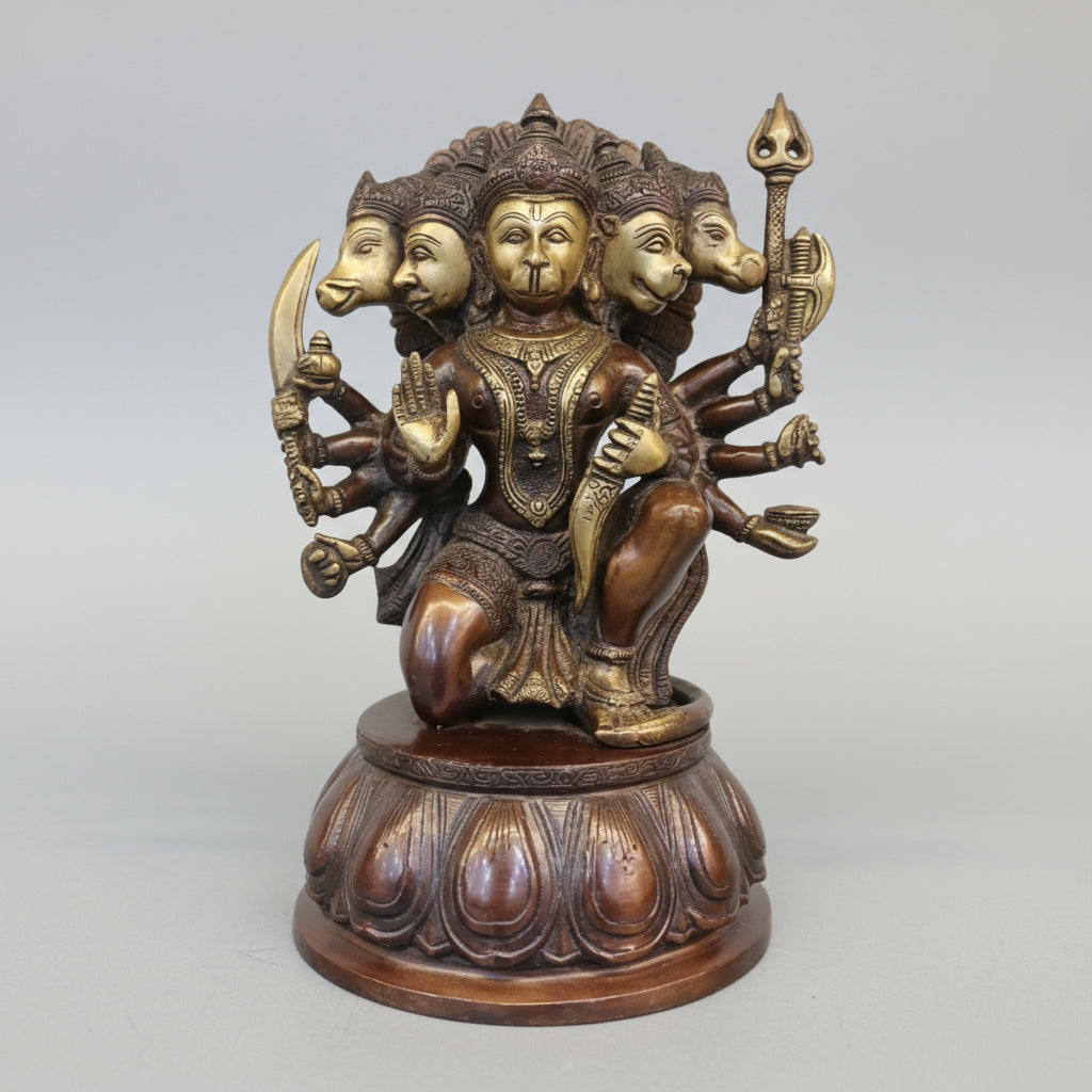 Brass Brown Color panchmukhi Hanuman Statue/showpiece/Home décor/Diwali